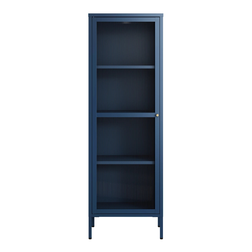 Armadio a Vetrata Säkylä con 4 Scomparti 150 x 50 x 35 cm in Acciaio - Blu Marino [en.casa]