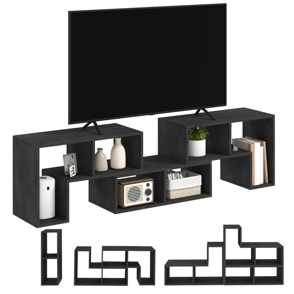 Mobile TV Modulabile 75' ¨C zephmum ¨C Legno Nero 134-180x30.5x44 cm