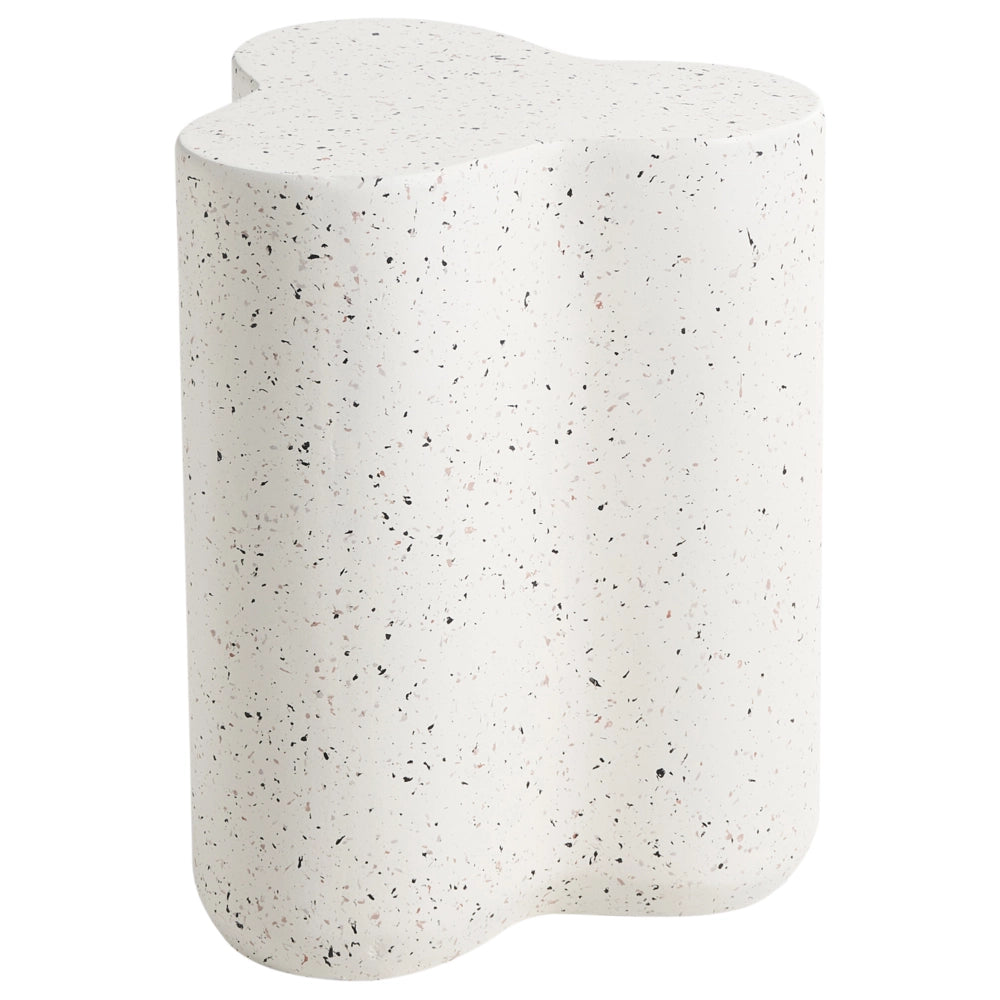 Tavolino bianco con effetto terrazzo in fibra di vetro con ossido di magnesio Forma irregolare Da interno e da esterno Moderno Resistente ai raggi UV