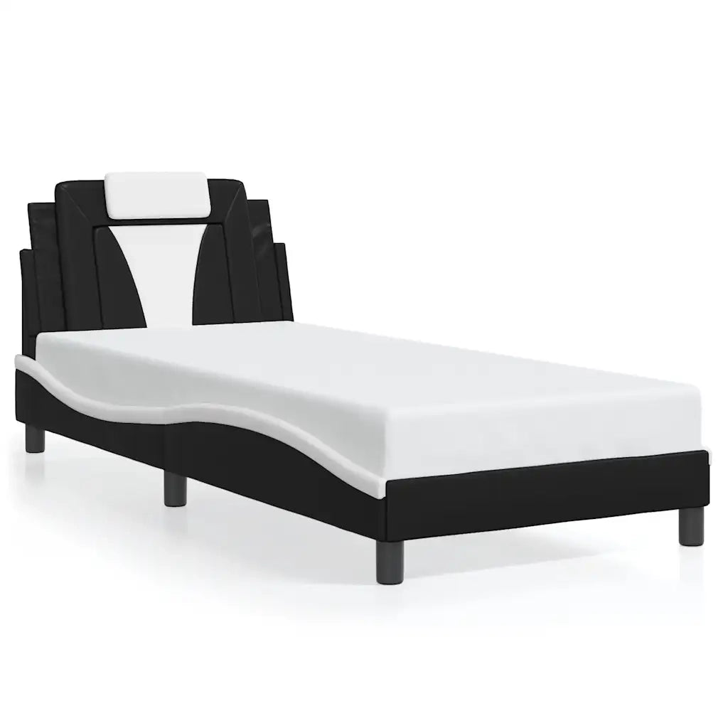 Giroletto Viana senza Materasso Nero e Bianco 80x200 cm in Similpelle
