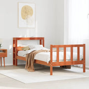 Giroletto con Testiera Marrone Cera 75x190 cm Massello Pino