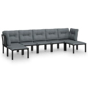 Set Salotto da Giardino 7 pz | Set di Mobili da Esterno Nero e Grigio in Polyrattan