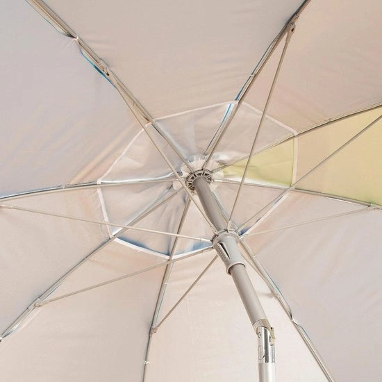 Parasole per mare 200 cm 8 corda in fibra di vetro manico in alluminio 28/32 mm protezione UV 50 sistema inclinabile ventilazione superiore tasca portatile (62438)