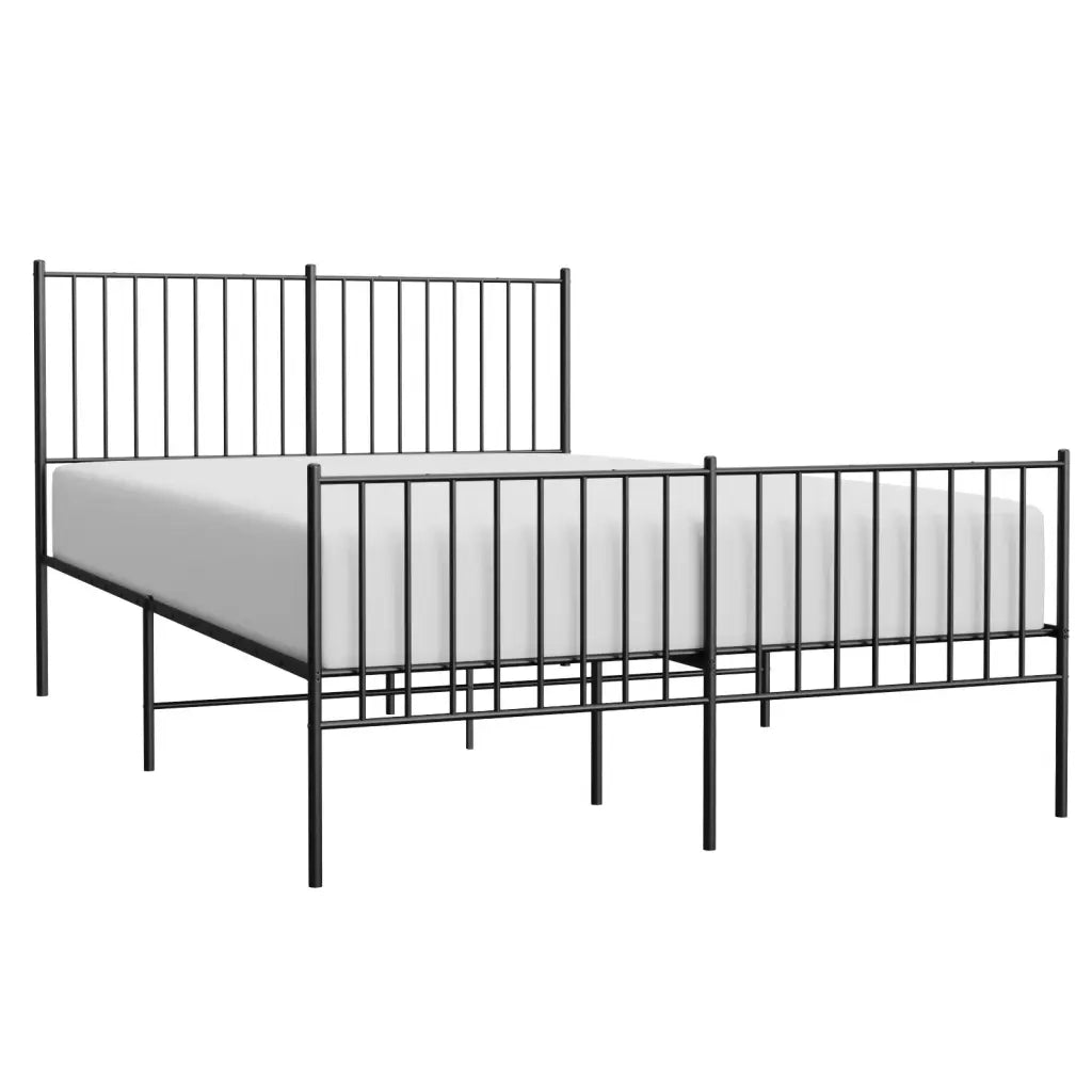 Giroletto con Testiera e Pediera Metallo Nero 140x190 cm 350882
