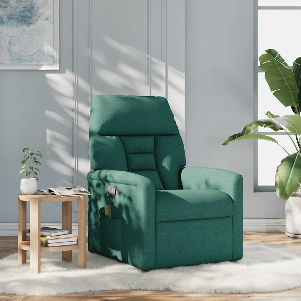 Poltrona Massaggiante Reclinabile Verde Scuro in Tessuto 4015558