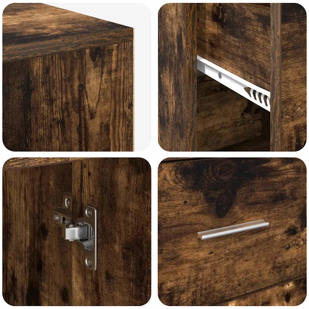Scrivania | Tavolo da Ufficio ad angolo con cassetto Rovere fum¨¦ 102 x 88 x 75 cm