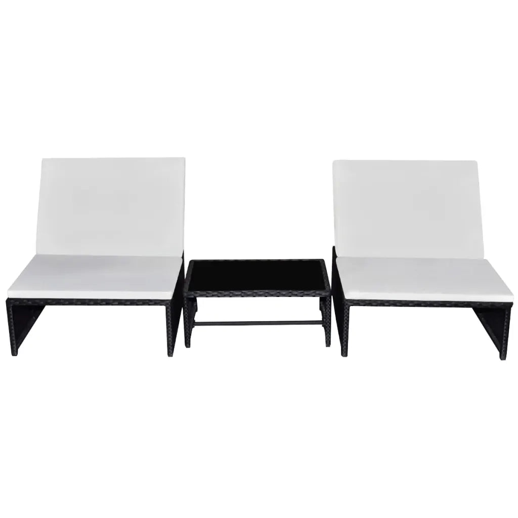 Sedie da Giardino Reclinabili 2 pz con Tavolo in Polyrattan 43069