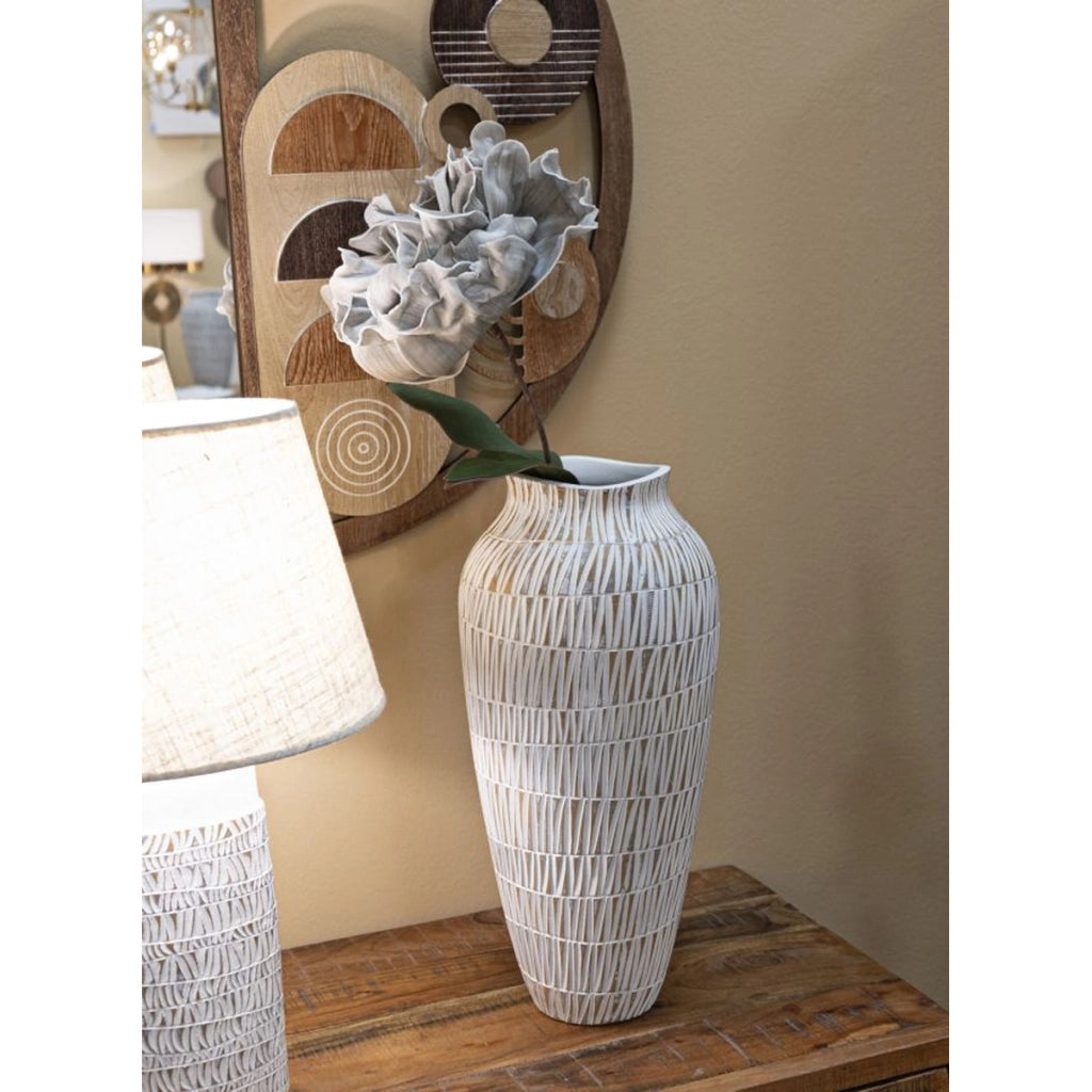 Vaso Decorativo VKH666, Bianco, Poliresina, 23x23x50 cm