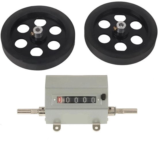 Contatore rotativo a 5 cifre 0-99999 Lungometro Massima velocità 350 giri/min. Pulsante di reset grigio per l'impronta di oli lubrificanti e materiali sintetici.