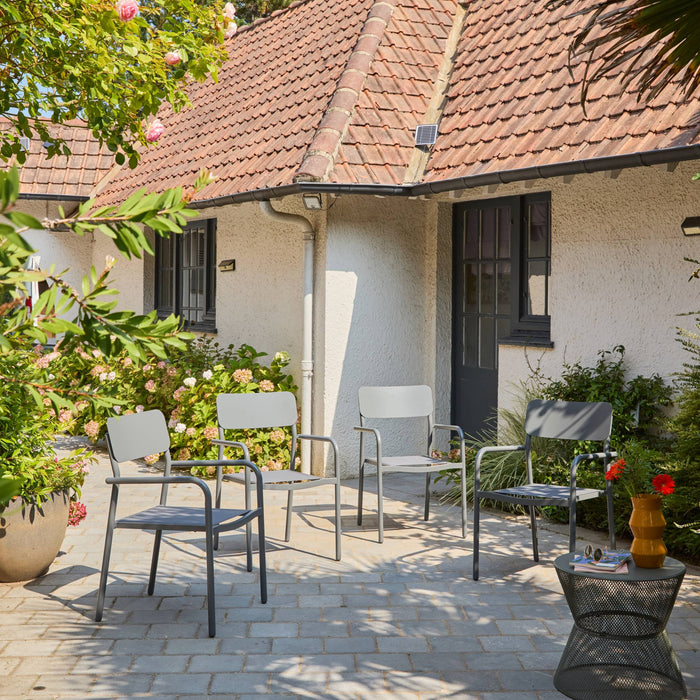 Set di 4 sedie da giardino impilabili in alluminio e textilene,