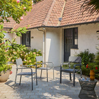 Set di 4 sedie da giardino impilabili in alluminio e textilene,