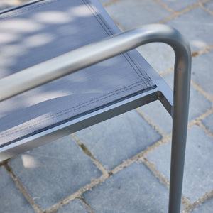 Set di 4 sedie da giardino impilabili in alluminio e textilene,