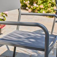 Set di 4 sedie da giardino impilabili in alluminio e textilene,