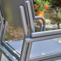 Set di 4 sedie da giardino impilabili in alluminio e textilene,