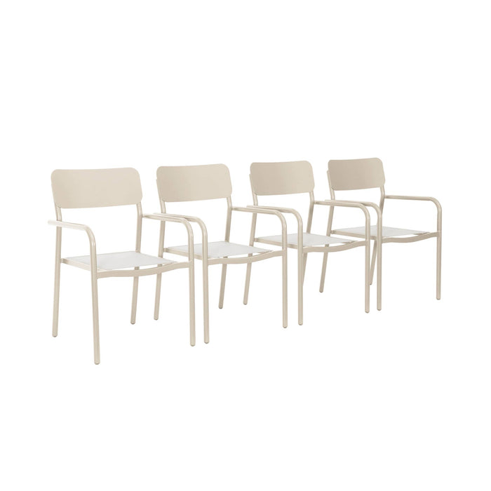 Set di 4 sedie da giardino impilabili in alluminio e textilene, beige
