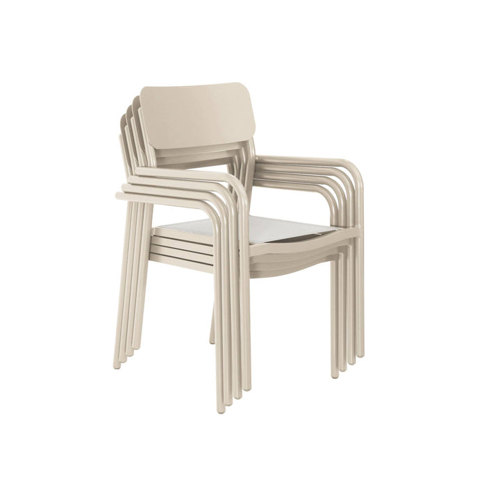 Set di 4 sedie da giardino impilabili in alluminio e textilene, beige