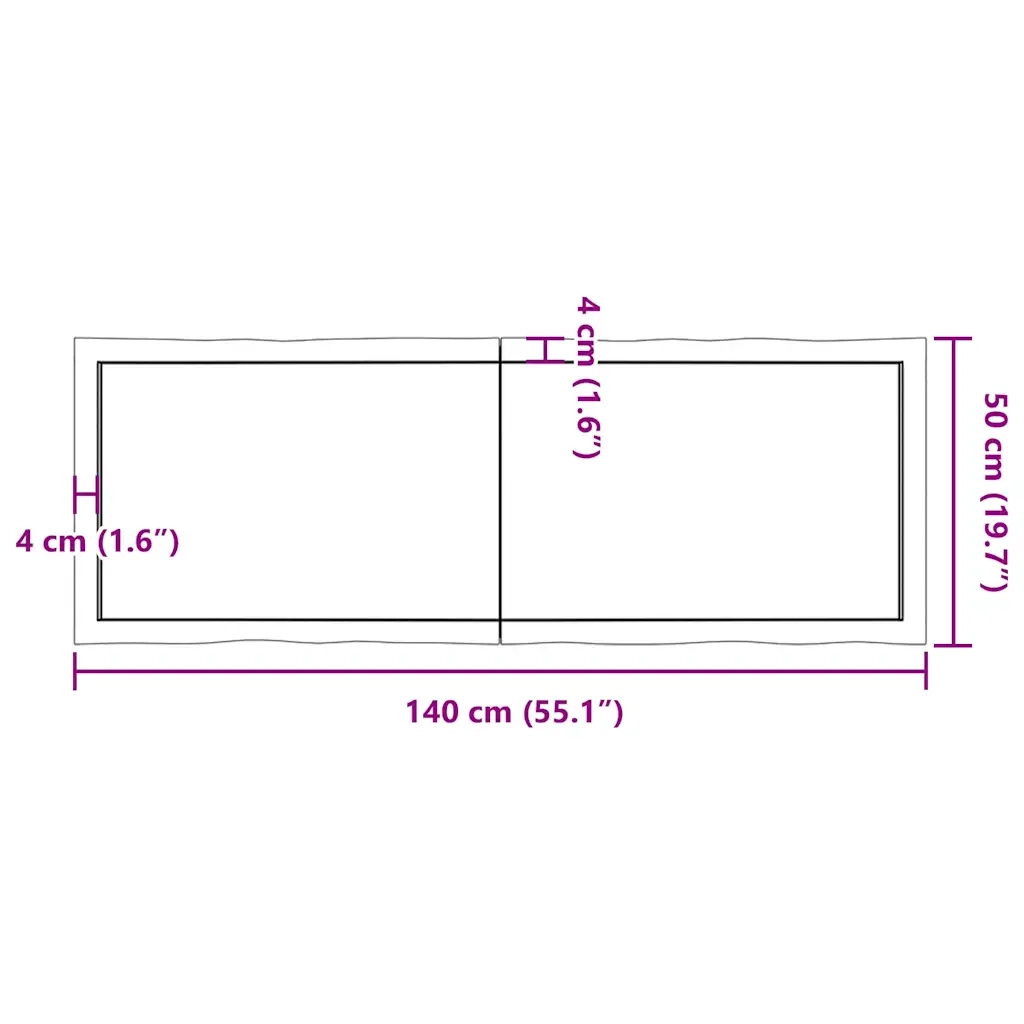 Piano Tavolo Marrone Chiaro 140x50x(2-4) cm Rovere Non Trattato 363964