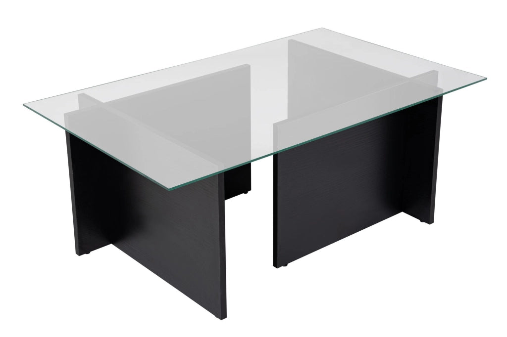 Tavolino in vetro "Vetrino" 105 x 65 x 40 cm - Legno nero