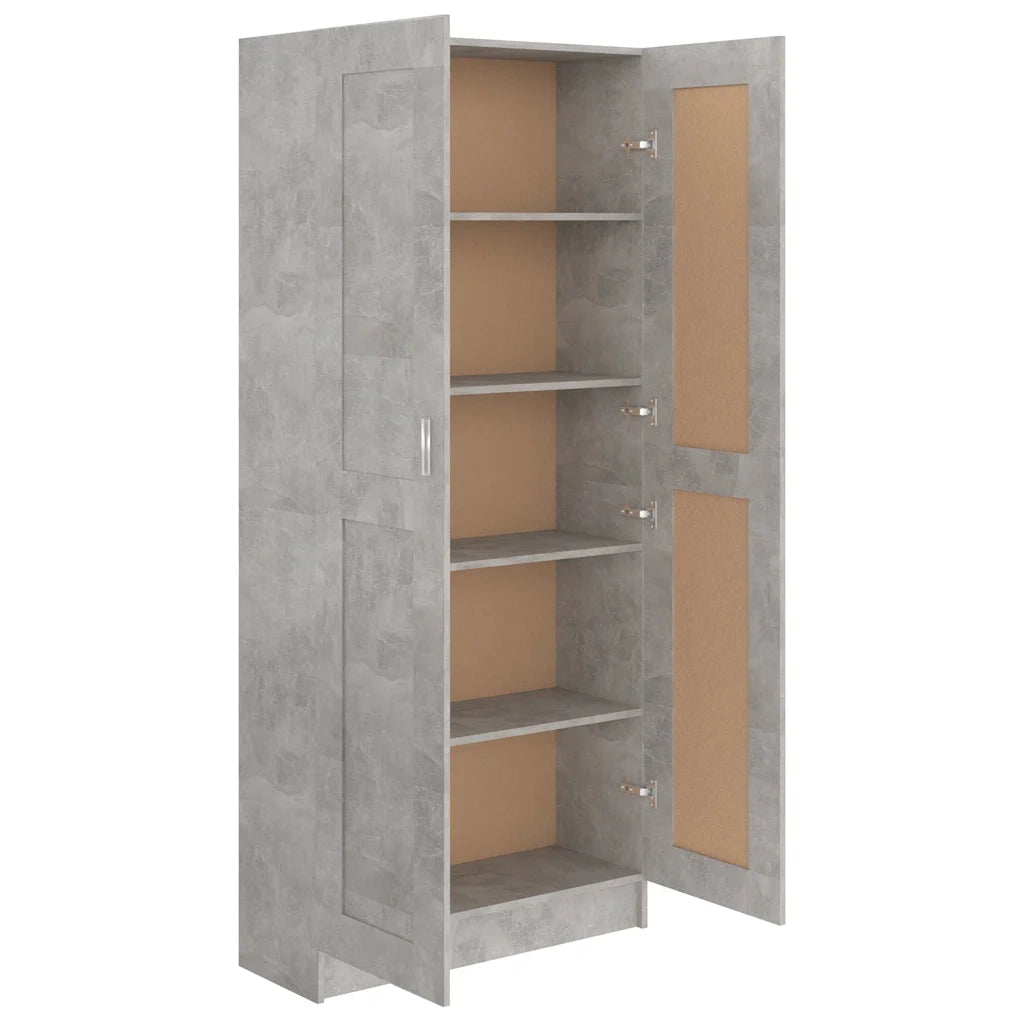 Libreria-Scaffale per Libri-Mobile di Stoccaggio Grigio Cemento 82,5x30,5x185,5 cm in Legno Multistrato