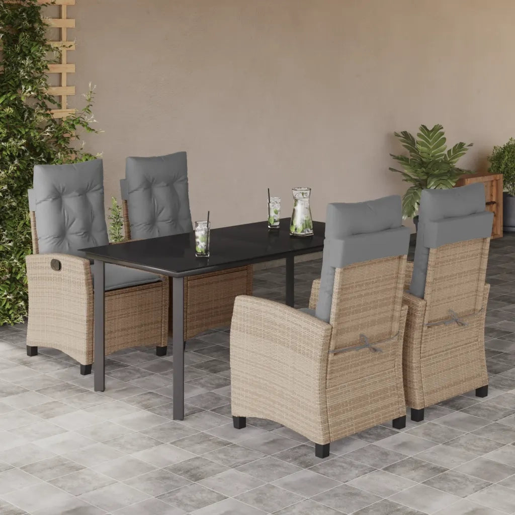 Set Pranzo da Giardino 5 pz con Cuscini Beige Misto Polyrattan 3212836