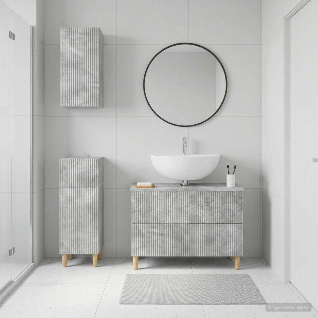 Set di armadietti da bagno in 3 pezzi ARNHEM Grigio Cemento 3417768