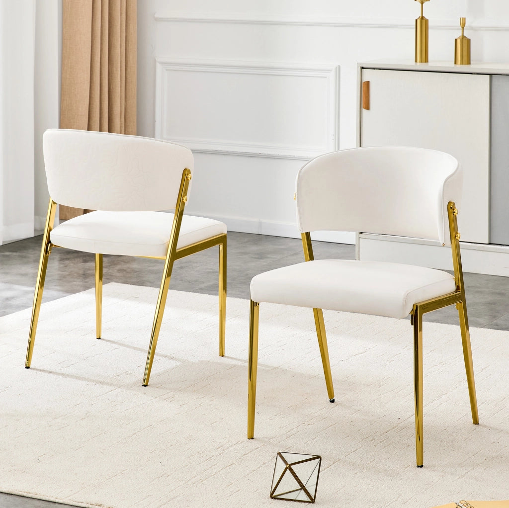 Sedia da pranzo 74x53.5x51 cm con schienale ergonomico in PU bianco