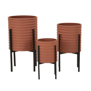 Set di 3 Vasi per Piante VKH425, Rosso, Metallo, 36x36x56,5 cm