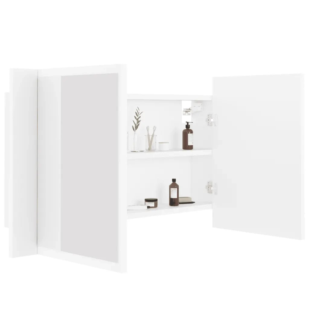 Armadietto a Specchio con Luci LED-Mobiletto a specchio Bianco 80x12x45 in Acrilico