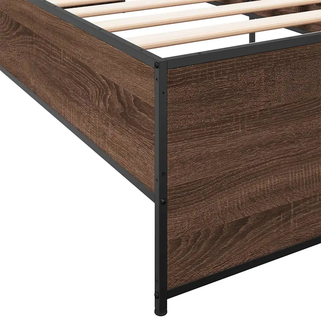 Letto singolo | Letto per adulti | Giroletto Rovere Marrone 90x190 cm Legno Multistrato e Metallo