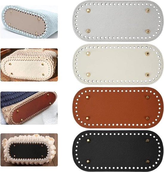 4 haken per tappeto - fondo a sacca in PU - per hanger di borse - fondo a maglia per borse - con fori - fondo in pelle - borse a mano - schiena borse - accessori DIY.