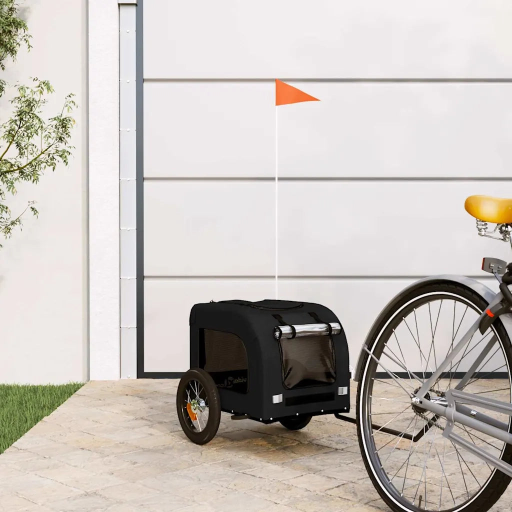 Rimorchio da Bici per Animali Nero Oxford e Ferro CFW3154632