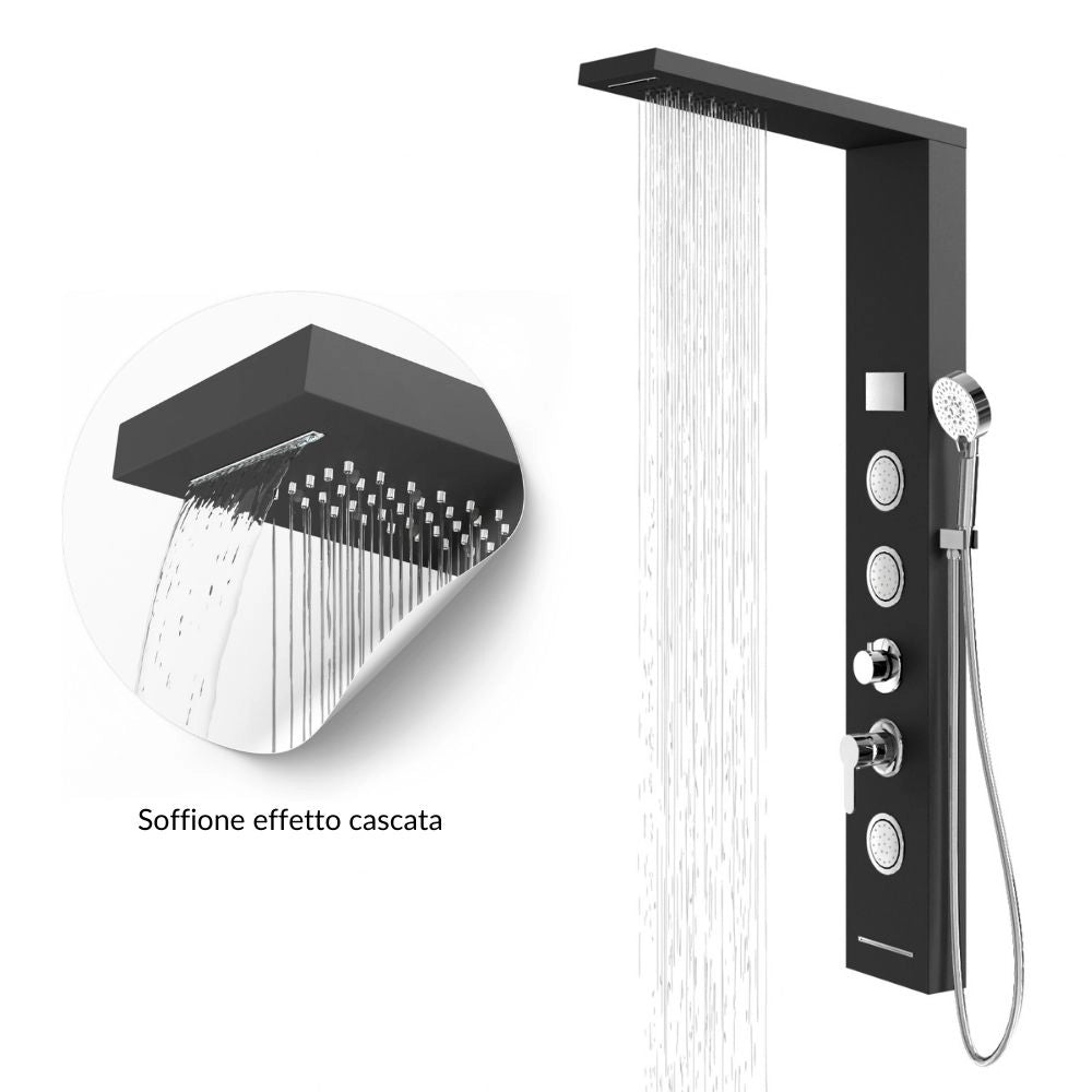 Colonna doccia shine acciaio 4 funzioni luce led display temperatura 2 finiture *** finitura- nero, confezione 1