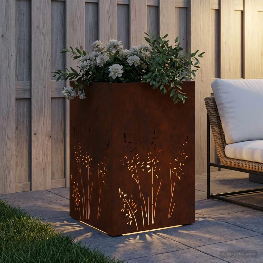 Vaso da giardino Ruggine 50 x 50 x 75 cm Acciaio Corten 8005776