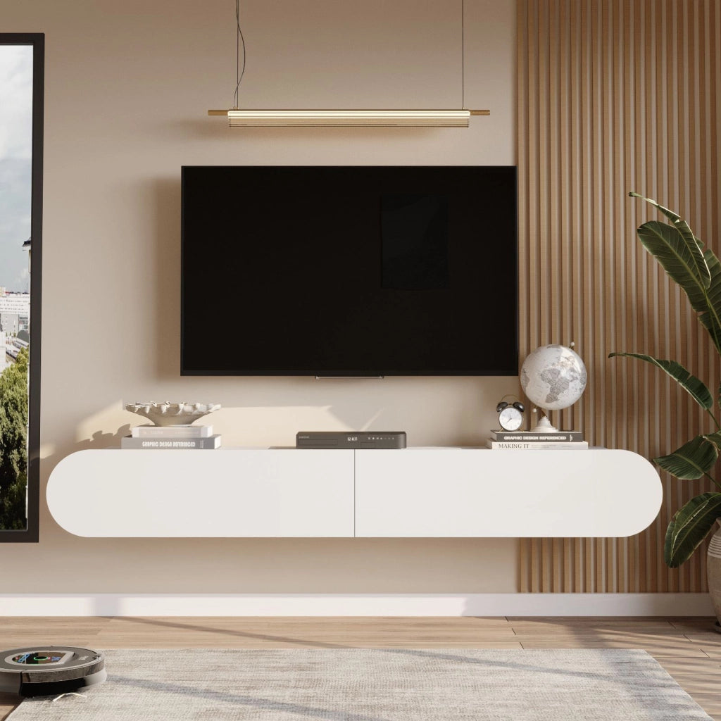 Porta TV in legno "LUM1" - 180 x 31 x 29 cm - Bianco