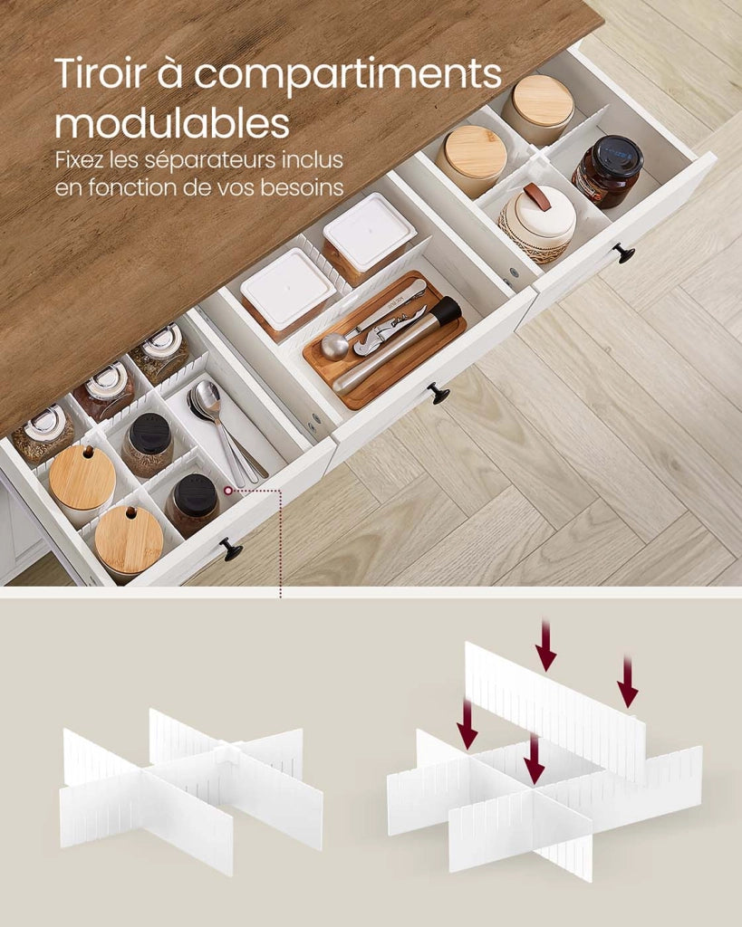 Mobiletto portaoggetti con cassetto mobiletto da cucina con ante ripiano regolabile stile country per soggiorno 40 x 1145 x 80 cm bianco 12_0004542