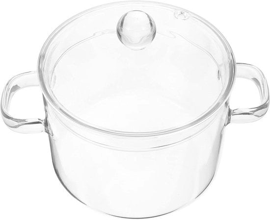 Vaso in vetro per cottura e servizio - 1 pezzo - 1350 ml - Vetro spesso - Con coperchio - Ideale per noodli, zuppa, muesli e frutta - Cottura e contenitore per cibi