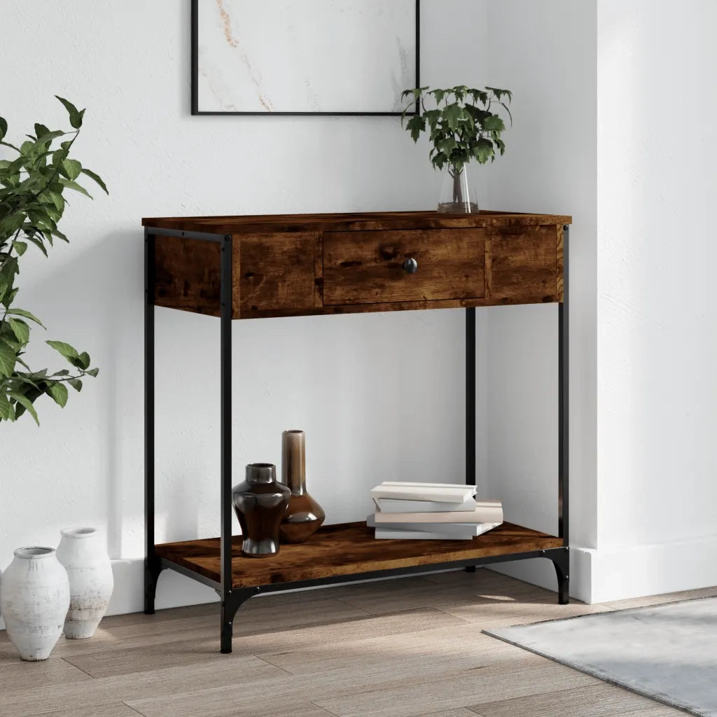 Tavolino Consolle | Tavolo d'Ingresso Rovere Fumo 75x34,5x75cm Legno Multistrato