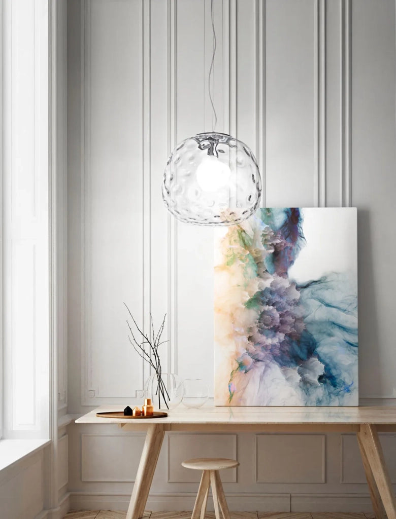 Sospensione vetro trasparente e cromo lucido Skin 1 luce attacco E27 d.40cm