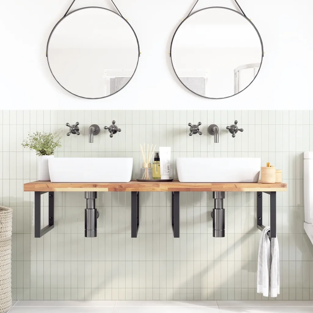 vidaXL Piano da Bagno Non Trattato 120x60x4cm Legno Massello di Acacia