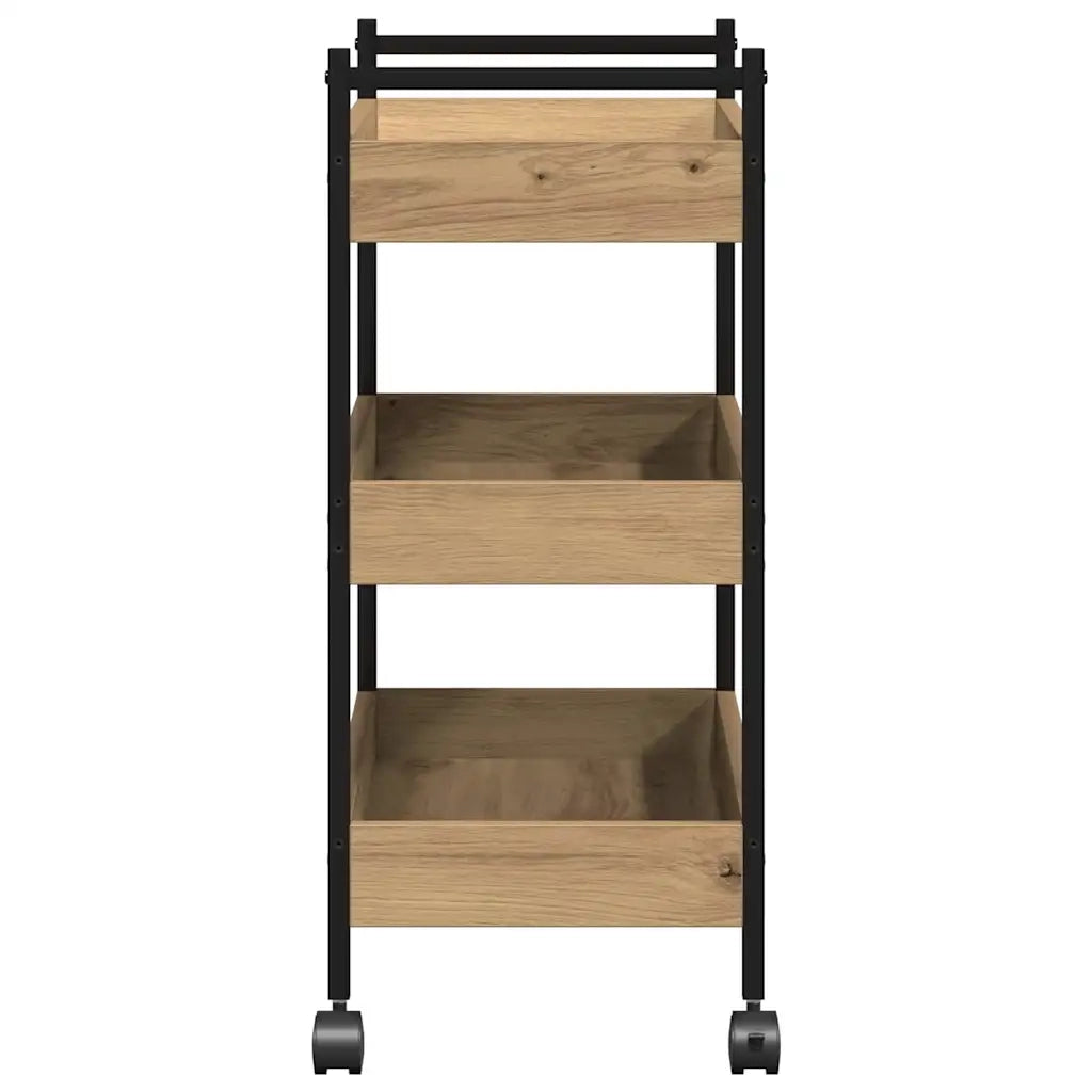 Carrello da Cucina-Scaffale per Cucina Rovere artigianale 50 x 30 x 70 cm