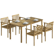 Set da Pranzo da Giardino 5 Pezzi, Tavolo e Sedie per 4 Persone, Teak