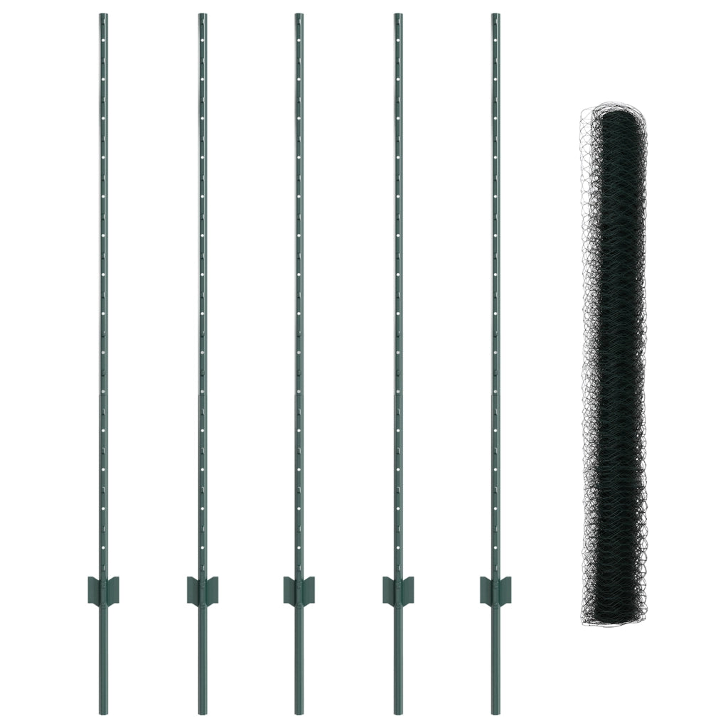 Post per Recinto  5 pz U-Channel Verde 140 cm Acciaio
