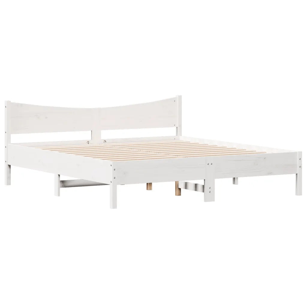 Giroletto senza Materasso Bianco 180x200 cm Legno Massello Pino