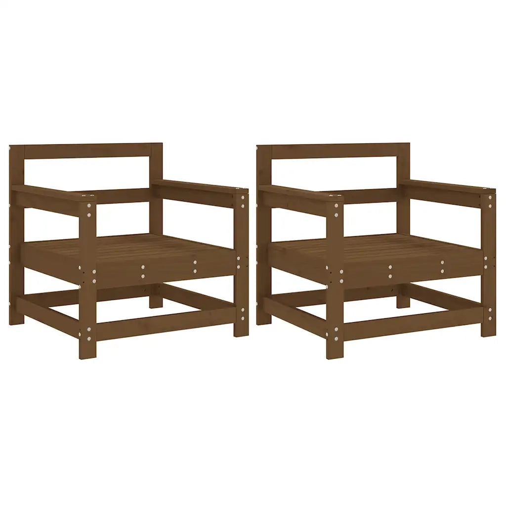 Sedia da patio-Sedie da Giardino 2 pz Marrone Ambra in Legno Massello di Pino 329279