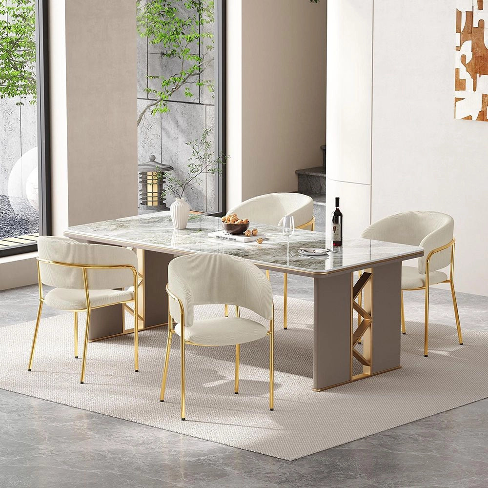 4 sedie moderne - Xylo - Piedi inclinati regolabili tessuto in velluto costato beige