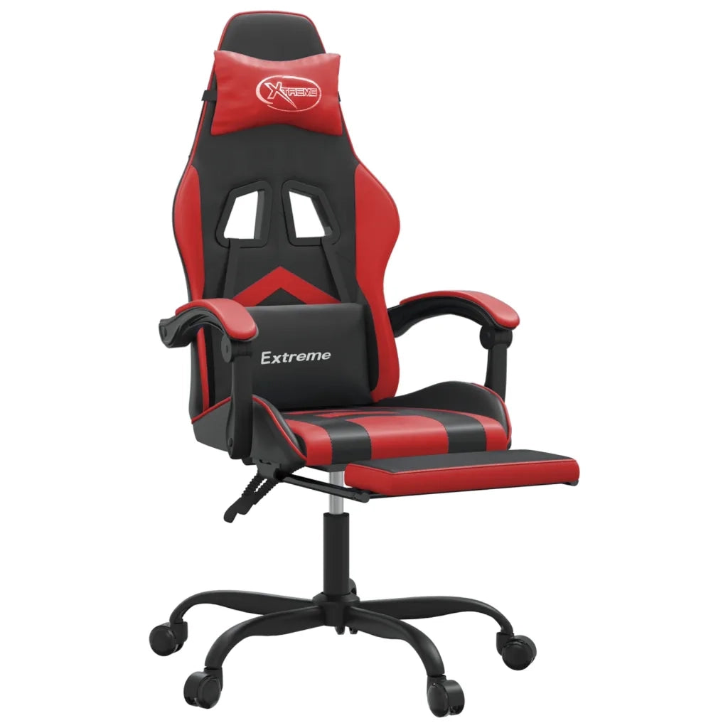 Sedia da Gaming con Poggiapiedi Nero e Rosso in Similpelle cod mxl 72791