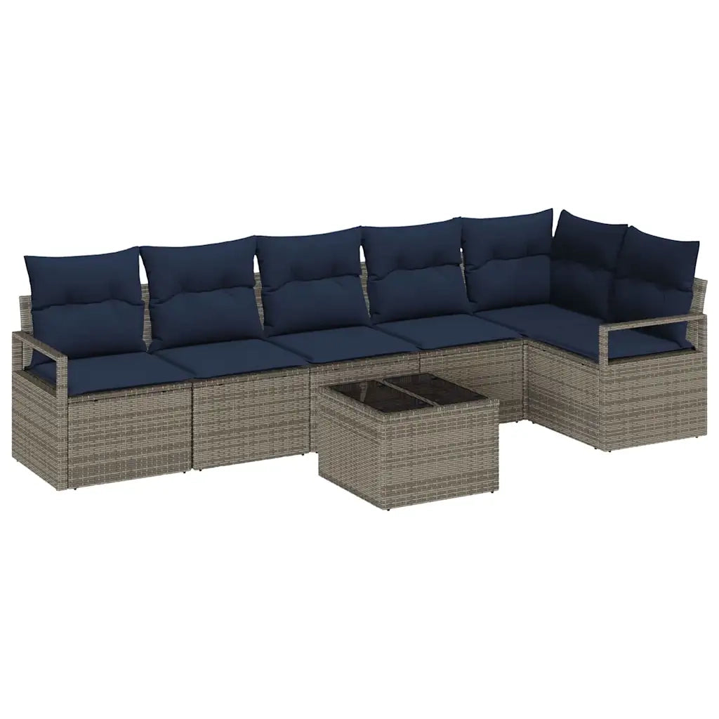 Set di divani 7 pcs Grigio polyrattan
