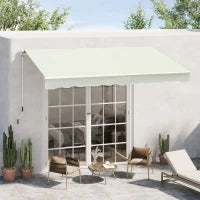 Tenda da Sole Avvolgibile a Caduta con Manovella, in Alluminio e Poliestere, 3x2.5m, Bianco