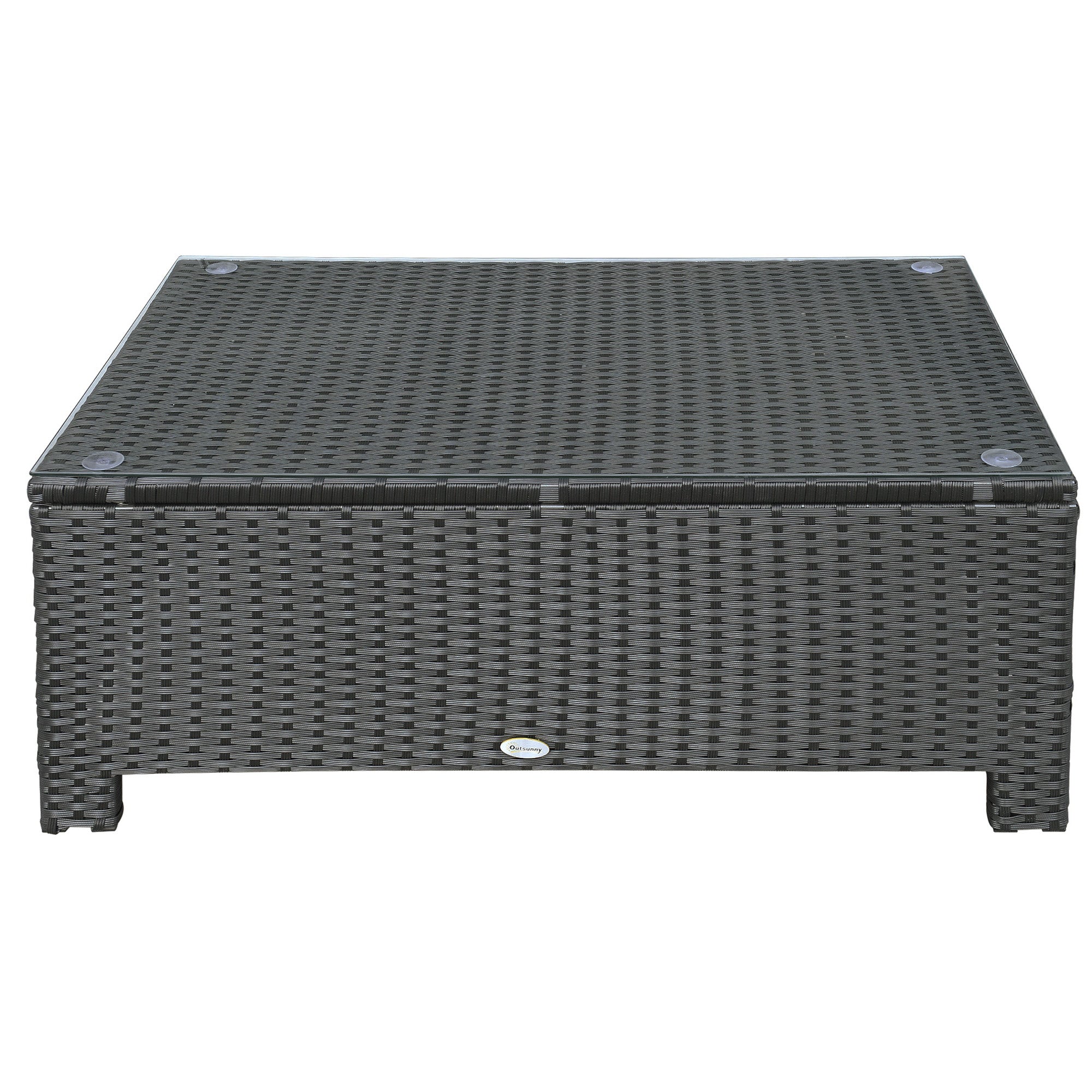 Tavolino Basso da Giardino 85x50x39 cm in Rattan PE Nero