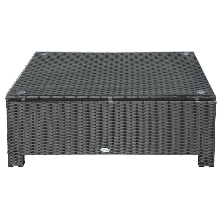 Tavolino Basso da Giardino 85x50x39 cm in Rattan PE Nero